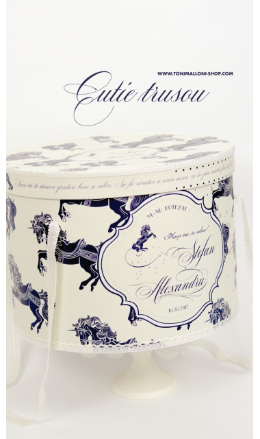 Trusou de botez brodat pentru baiati elegant cu unicorni, Butter Horse 6